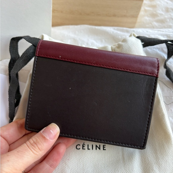 Celine Burgundy Calfskin Pocket Card Holder - Picture 2 of 3